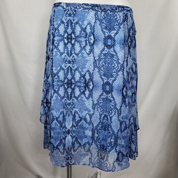 Jaclyn Smith Dresses & Skirts - Jaclyn Smith SKIRT Womens Plus Size XXL Blue Snakeskin Design Chiffon Midi NWT